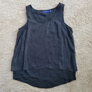 Apt. 9 Black Shimmer Slit Back Layered Tank Top Size Small